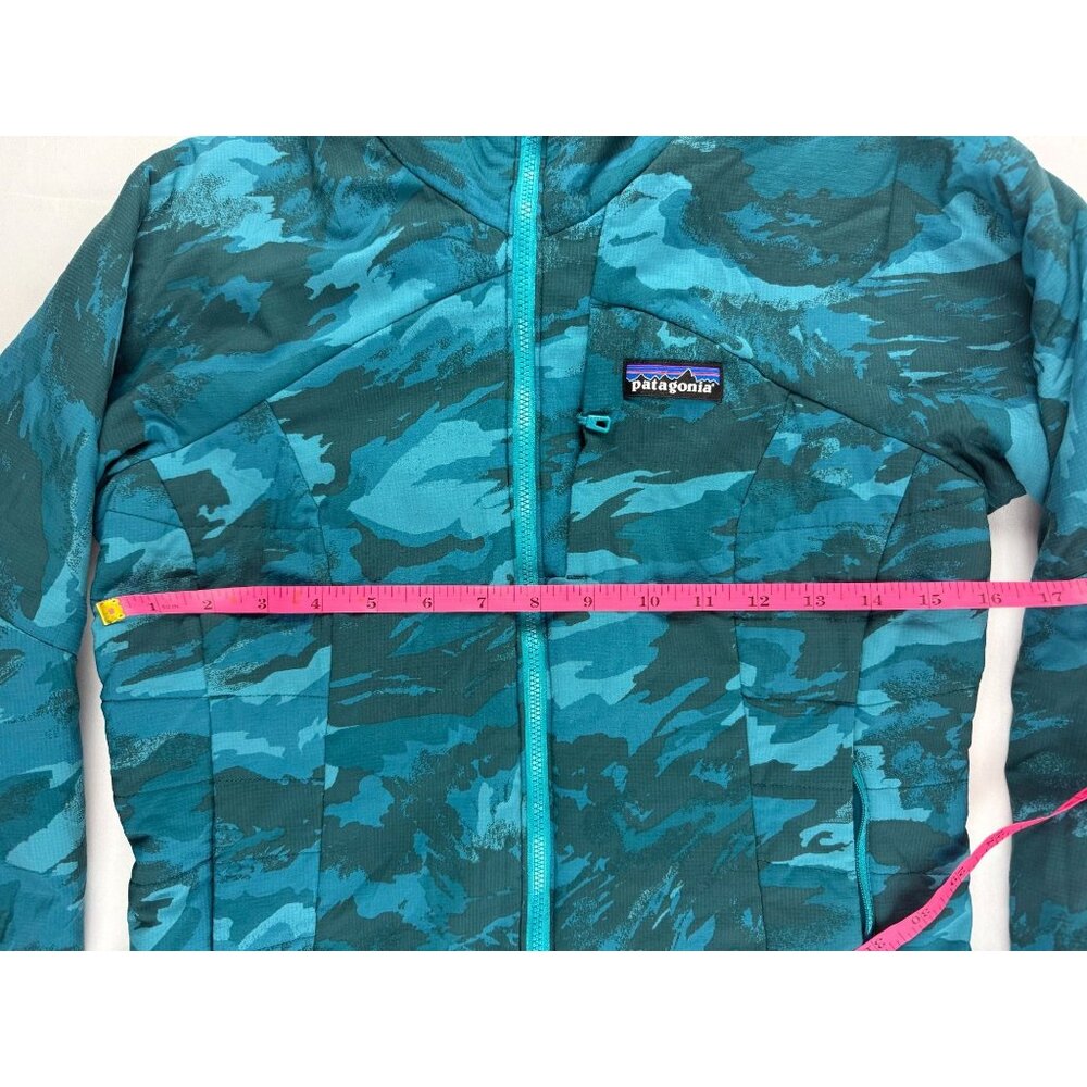 PATAGONIA NANO-AIR HOODY Full Zip Womens Jacket Camouflage Hood Elwha Blue S - Picture 6 of 7